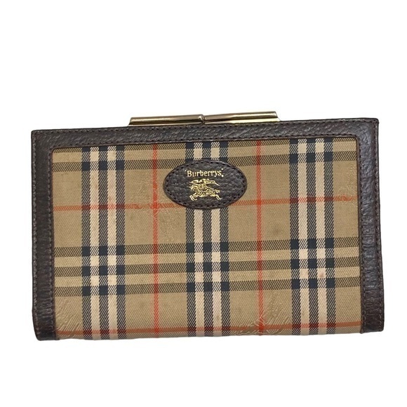Burberry vintage Burberrys plaid nova check and leather clutch wallet - Picture 1 of 8